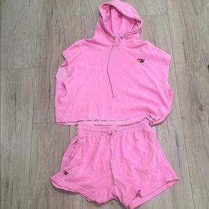 Aviator Pink Hooded Sleeveless Top and Shorts Set